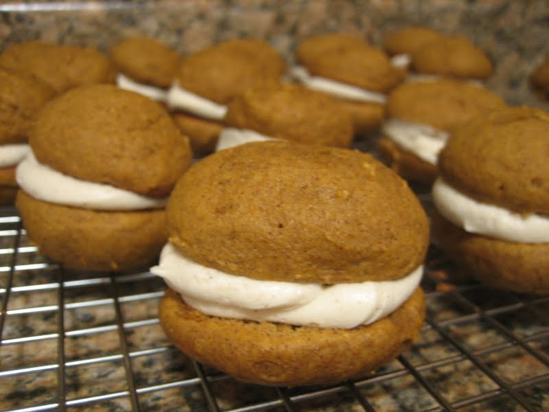 Baking Domesticity And All Things Mini Mini Pumpkin Whoopie Pies Gobs With Cream Cheese Frosting