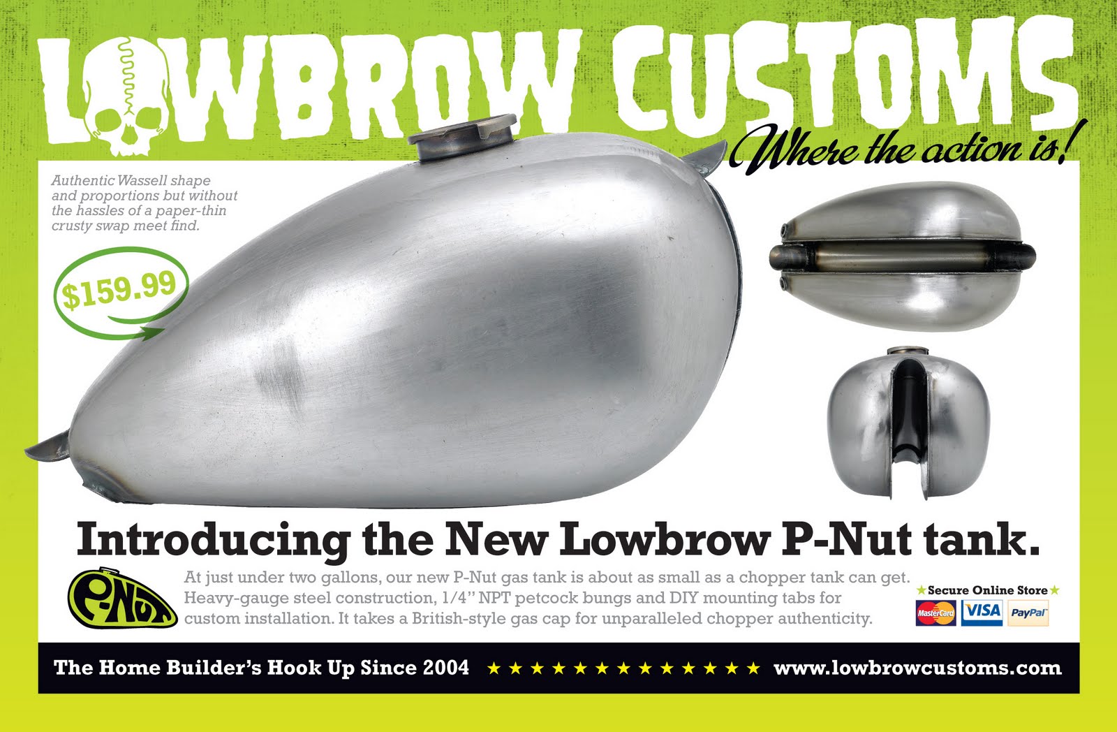 Lowbrow Customs BlogORama Introducing The New Lowbrow PNut Gas Tank