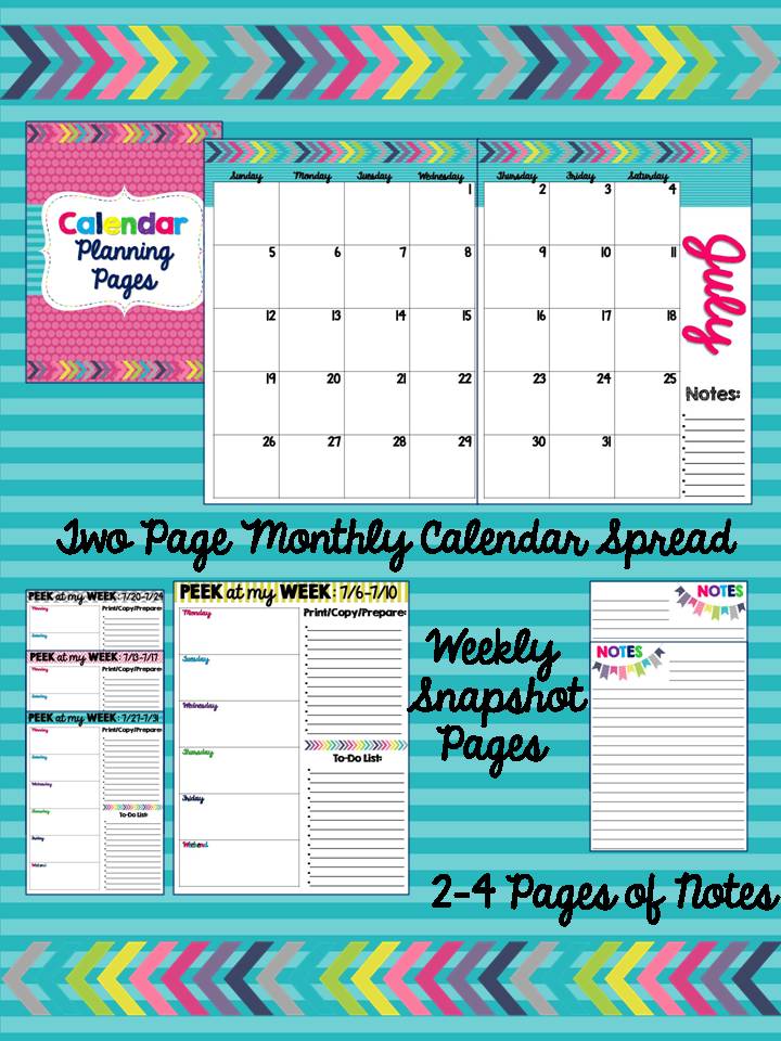 Teacher Calendar & Planner Sun, Sand & Second Grade