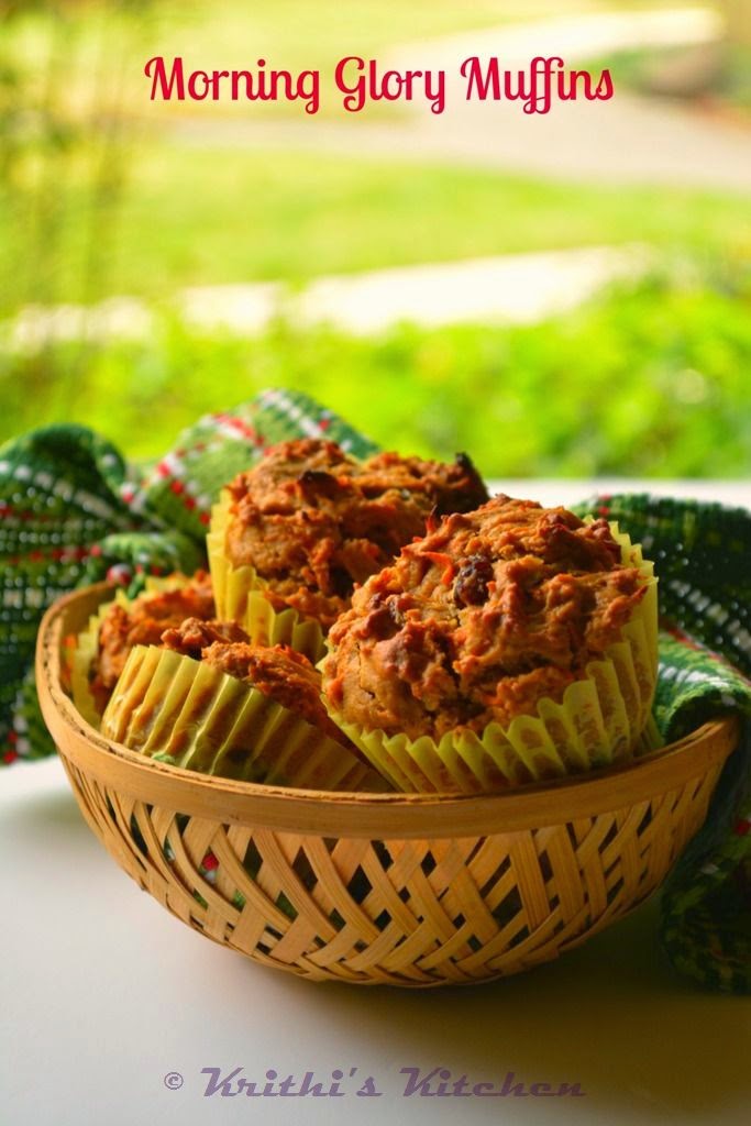 Krithi's Kitchen Morning Glory Muffins (Low Calorie/Vegan) Muffins