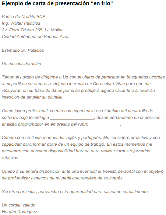 carta de presentacion de empresas