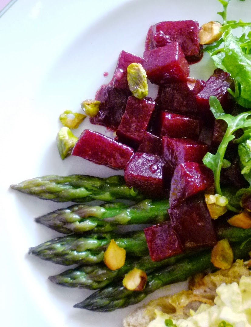 For Love of the Table A Spring Salad…Arugula, Mint, Beets & Asparagus