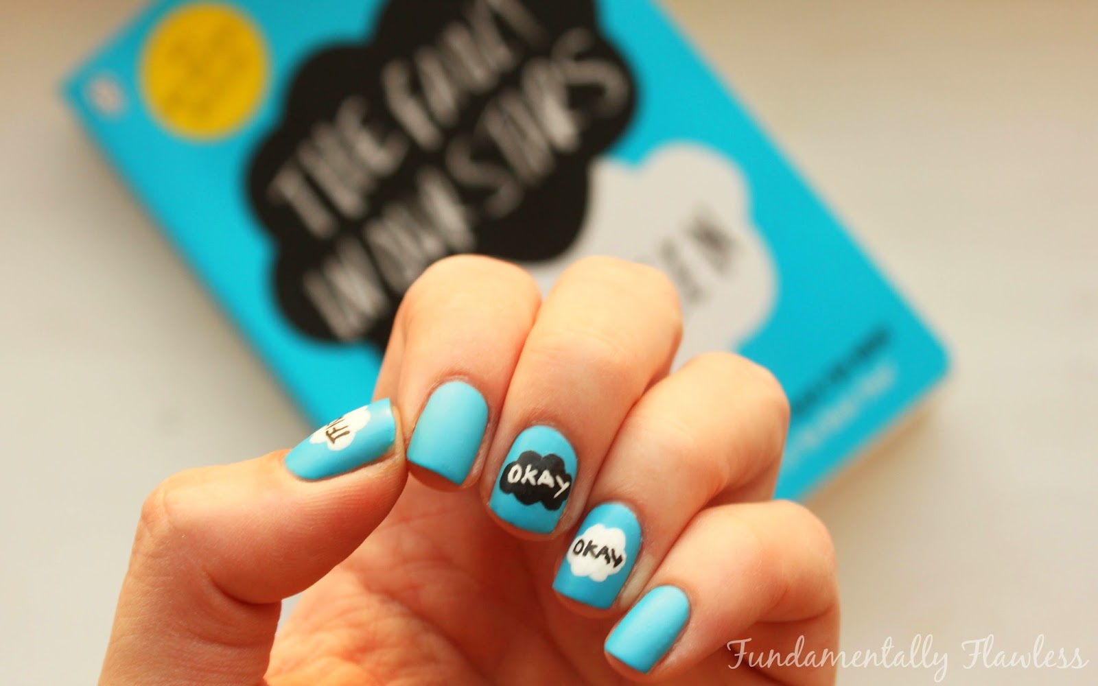 The Fault in Our Stars Nail Art with Models Own Blue Glint