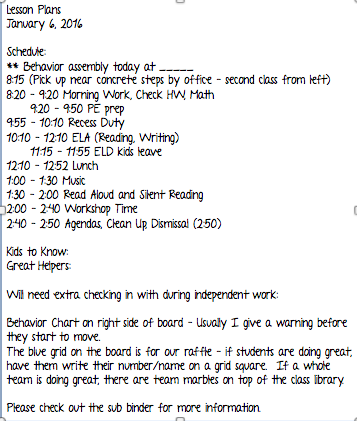 I Love My Classroom Sub Plan Templates Making Writing