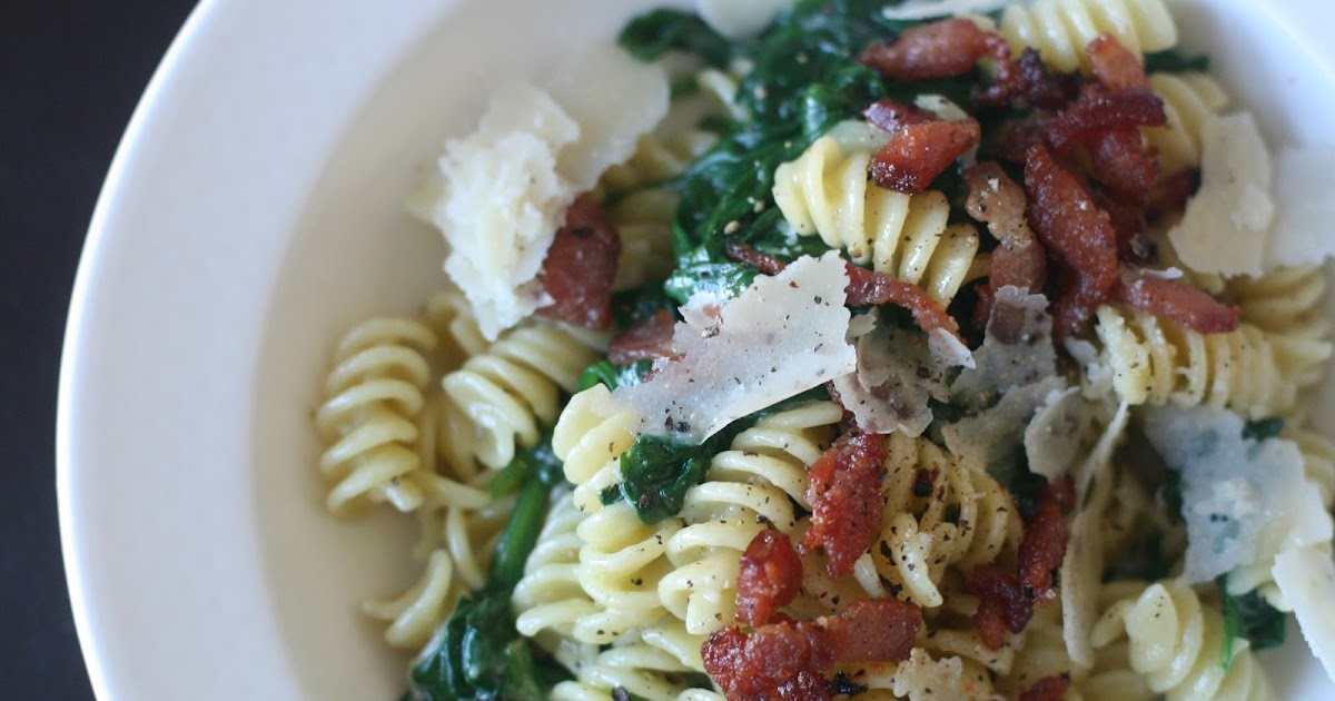 Week of Menus Pasta with Mascarpone (or cream), Garlic, Spinach, and