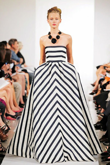 black and white striped gown