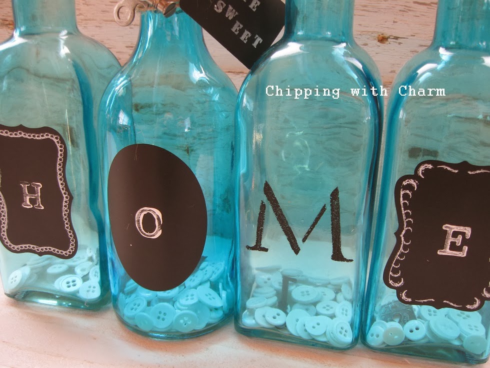 Chipping with Charm:  Blue BotChipping with Charm:  Blue Bottles Pinterest Project...http://www.chippingwithcharm.blogspot.com/