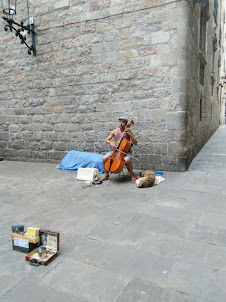 A Street musician in Barcelona.