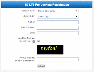 Idea 4G LTE Pre-booking Registration