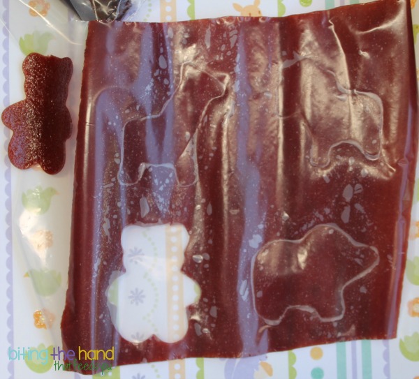 Use mini cookie cutters to make your own fruit leather "stickers!"
