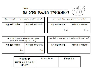 Simply Second Grade: Pumpkin Investigation FREEBIE