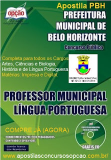 apostila professor Concurso Prefeitura de Belo Horizonte pbh 2015