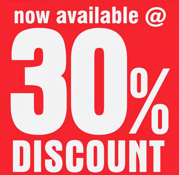 Image which reads "Now available at 30% discount"