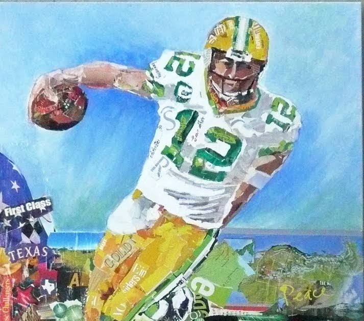 "Aaron Rodgers ~ Green Bay Packer" Torn Paper Collage Pai...