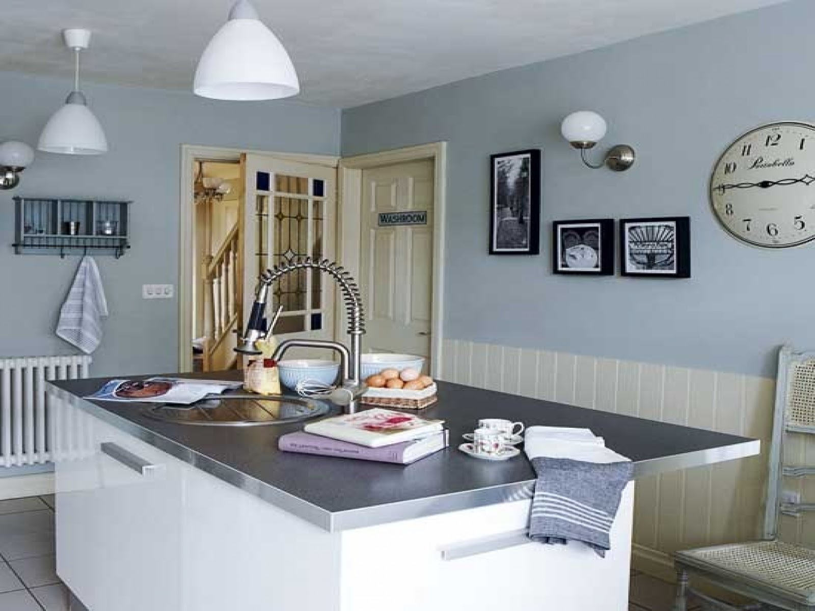 baby blue wall in kitchen