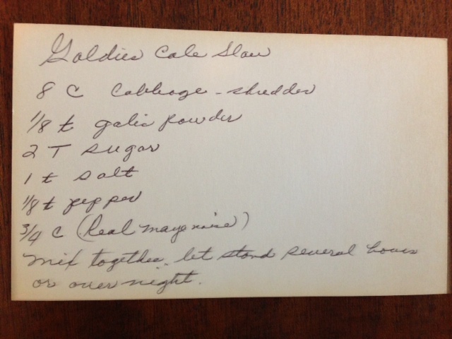 Digging Through The Recipe Drawer Goldie S Cole Slaw