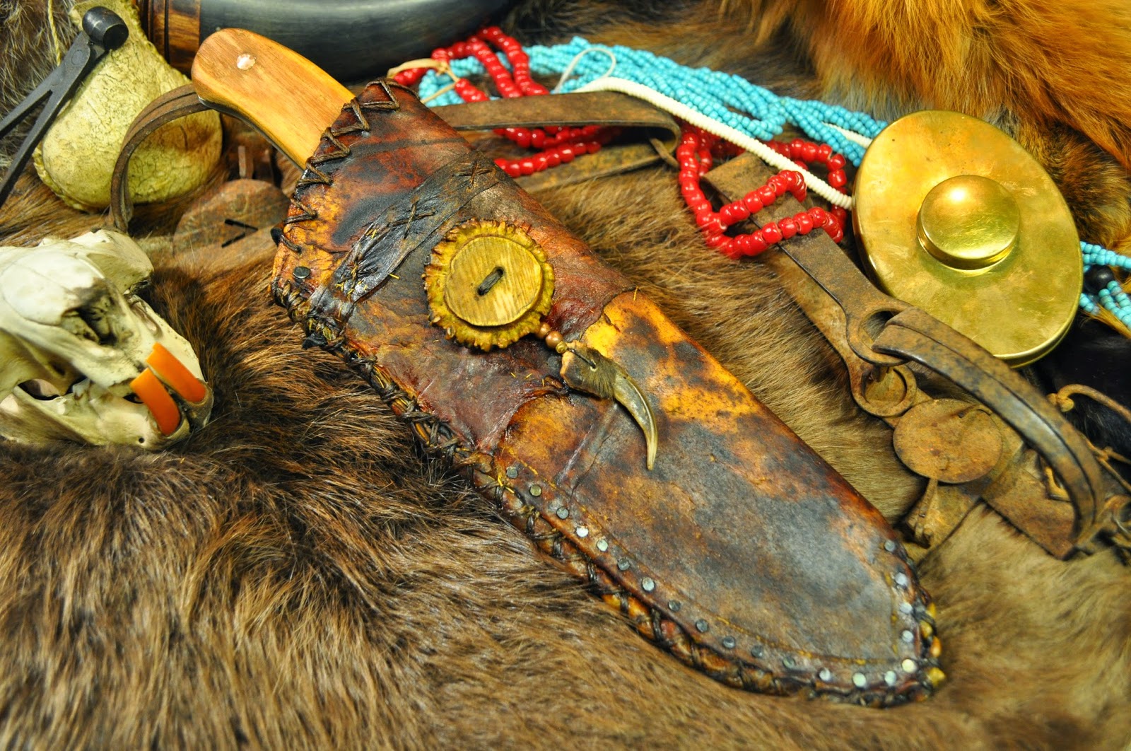 Skab Leatherworks Mountain Man Camp Knife and Rawhide Sheath