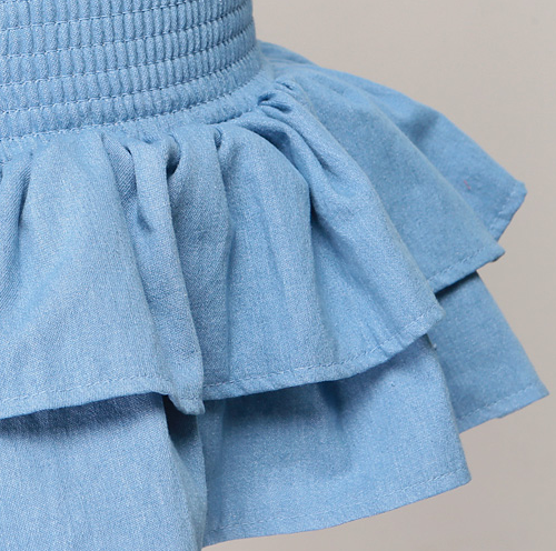 Ruched Double Ruffle Skirt