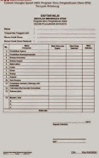 Contoh Blangko Ijazah SMA Program IPA Belakang Contoh Blangko Ijazah SMA Program IPA Belakang