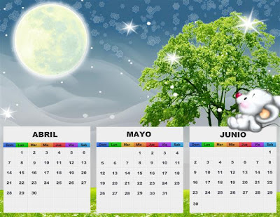 Calendario del segundo trimestre del año 2013 en png