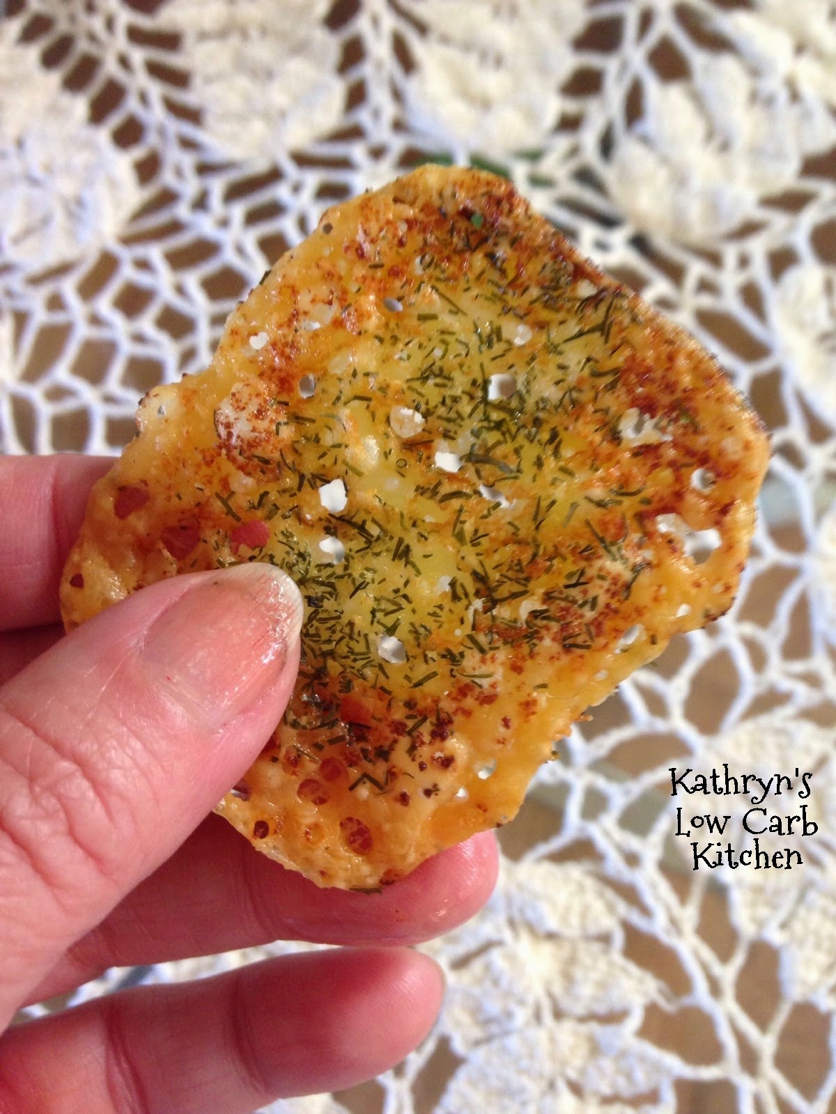 Kathryn's Low Carb Kitchen Dill and Onion Dutch Gouda Crackers