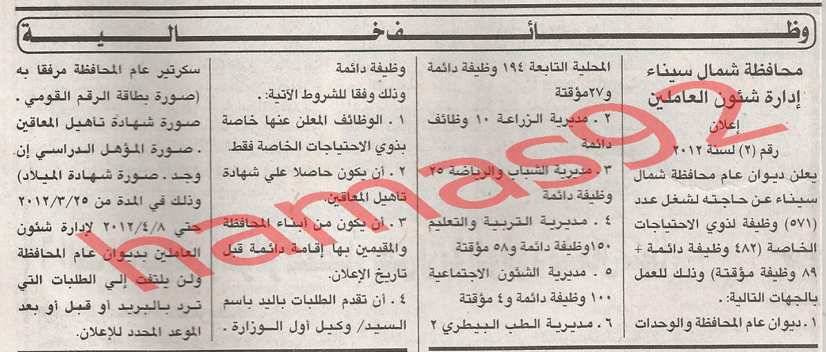 محافظة شمال سيناء , خاص الاحتياجات الخاصة 570 وظيفة %D8%A7%D9%84%D8%A7%D9%87%D8%B1%D8%A7%D9%85+2
