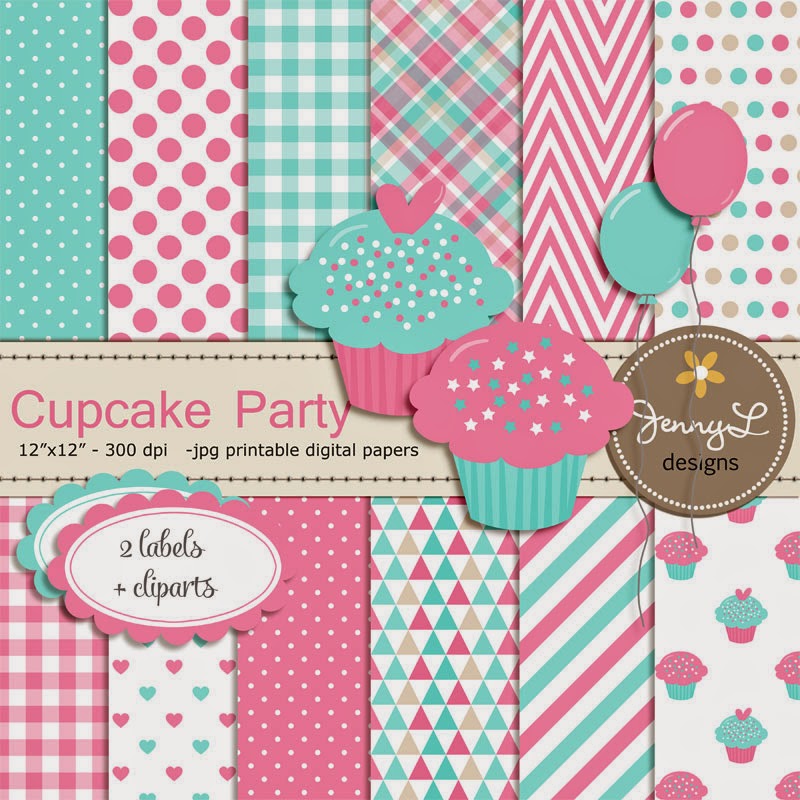 Cupcake Theme Digital Papers And Clipart Cupcake Theme Digital Papers And Clipart