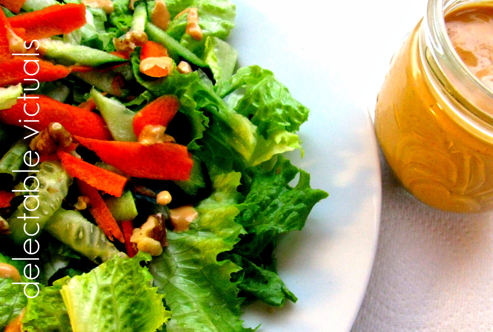 Delectable Victuals Green Leaf Salad with Spicy Sesame Bliss Dressing