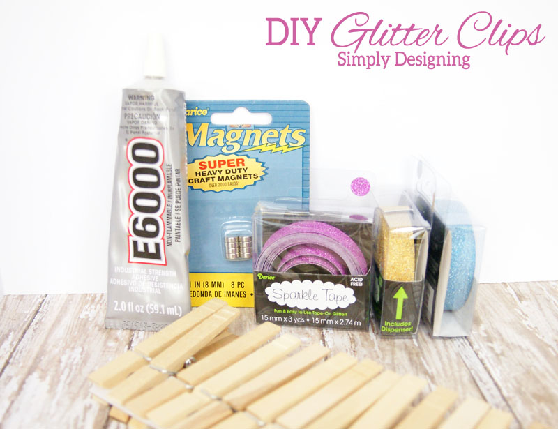 Supplies to Make DIY Glitter Chip Clips | these really cute chip clips or magnetic clips are so simple to make and so cheap! I love them! | #crafts #glitter #organization #kichen