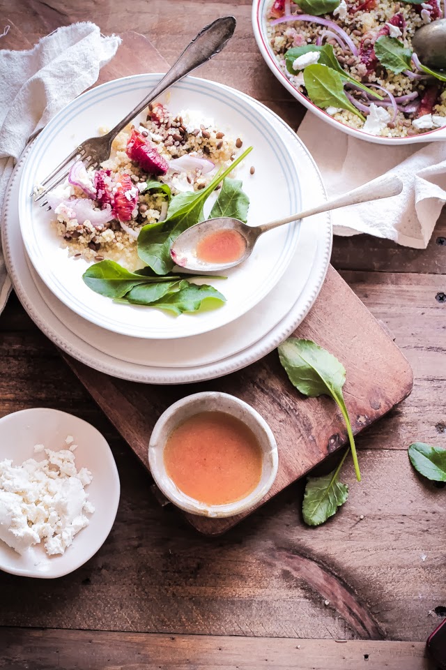 Quinoa, Puy lentils, Blood Orange and Goat Cheese Salad With Blood