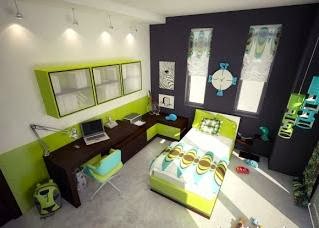 Dormitorios para jóvenes en color verde y gris - Ideas para decorar