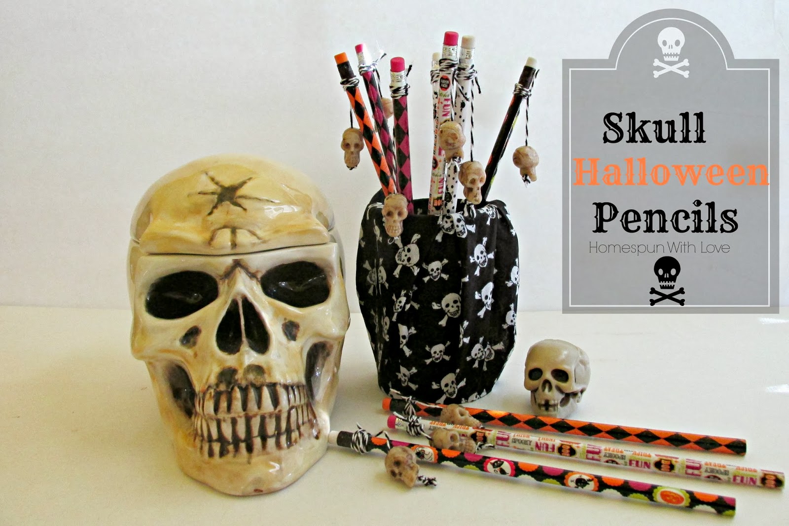 Homespun With Love Make Skull Halloween Pencils For Class or Party Favors!