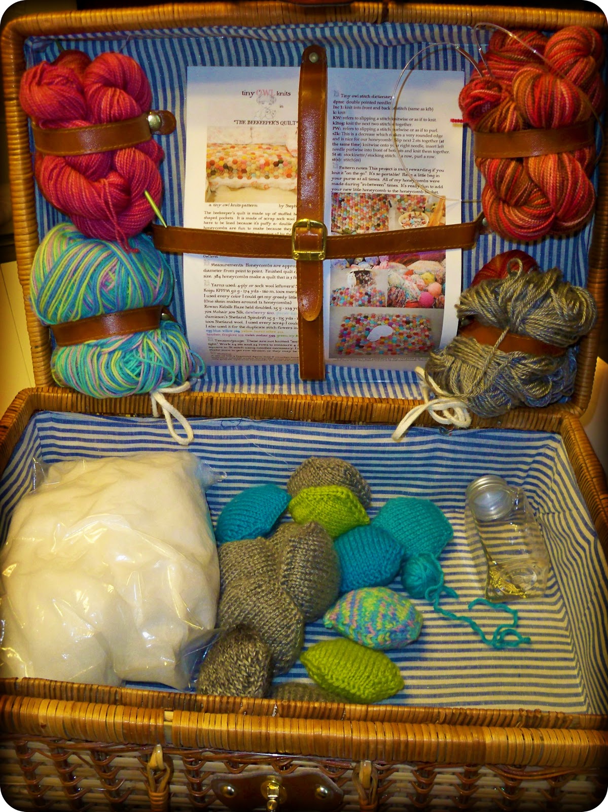 Bird hearts Bear Repurposed Picnic Basket to Craft Case