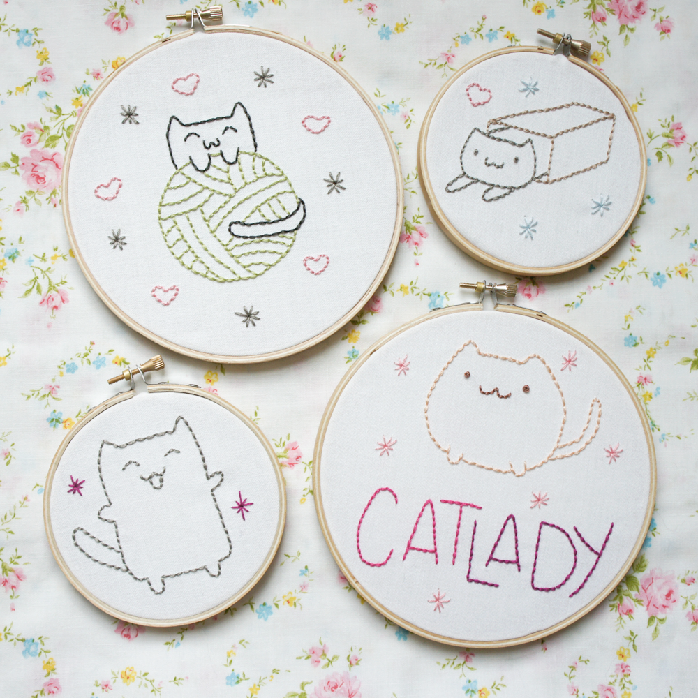 The Pink Samurai Cat Lady Embroidery Patterns