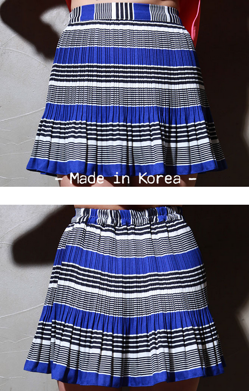 Striped Accordion Pleated Skirt