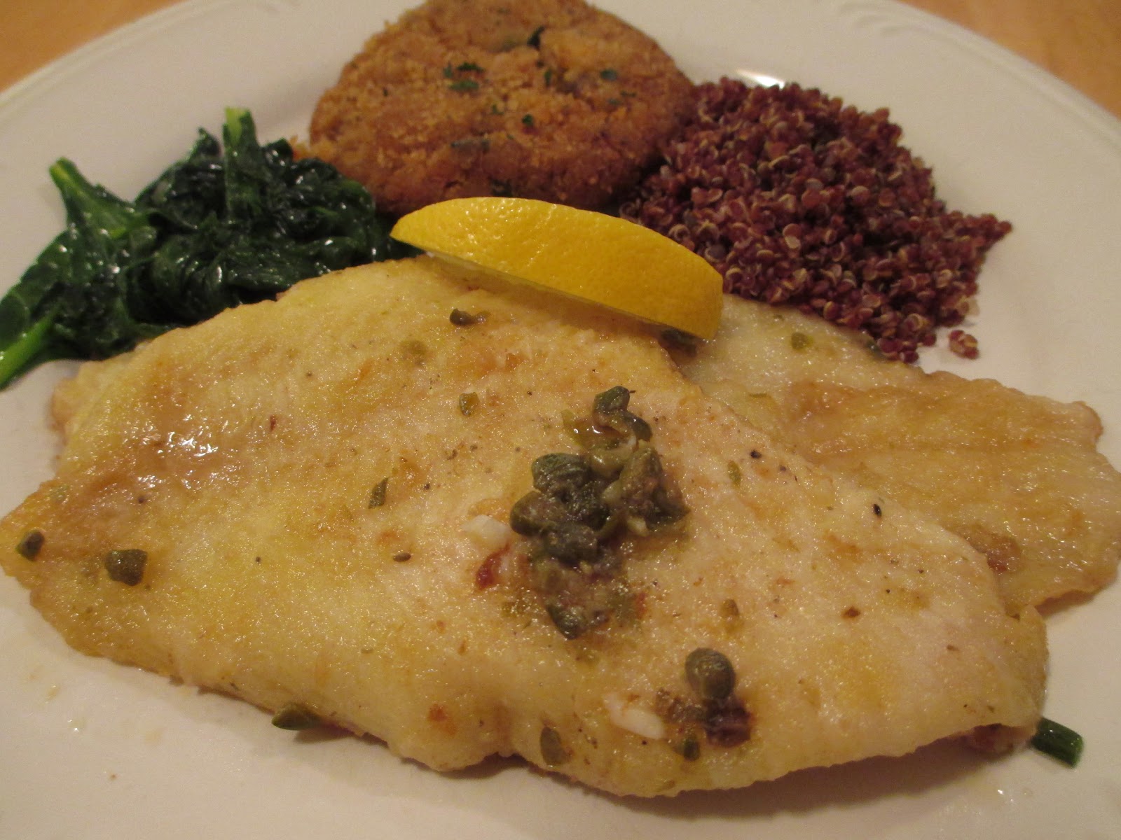 Flounder Piccata with Fresh Spinach and Sandy?