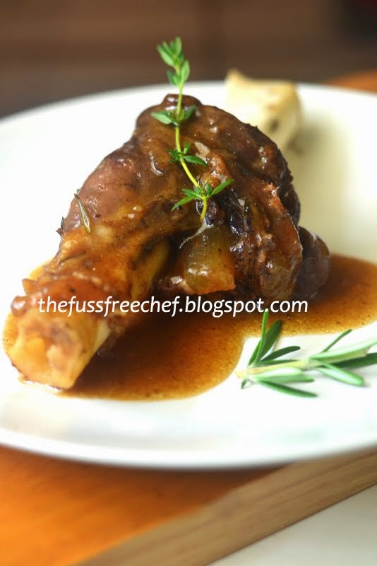the FUSS FREE chef Easter Recipes Backtoback Braised Lamb Shank with Herbs and Balsamic