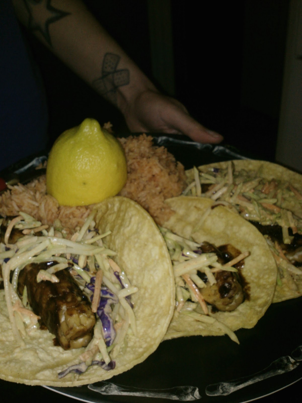 MissMuffcake BBQ Tempeh Tacos With Sriracha Slaw