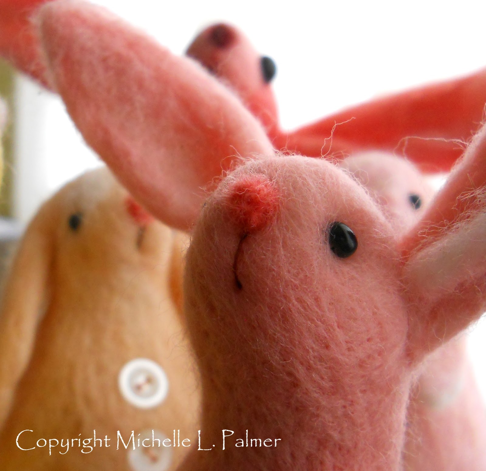 Michelle Palmer Needle felted bunny group