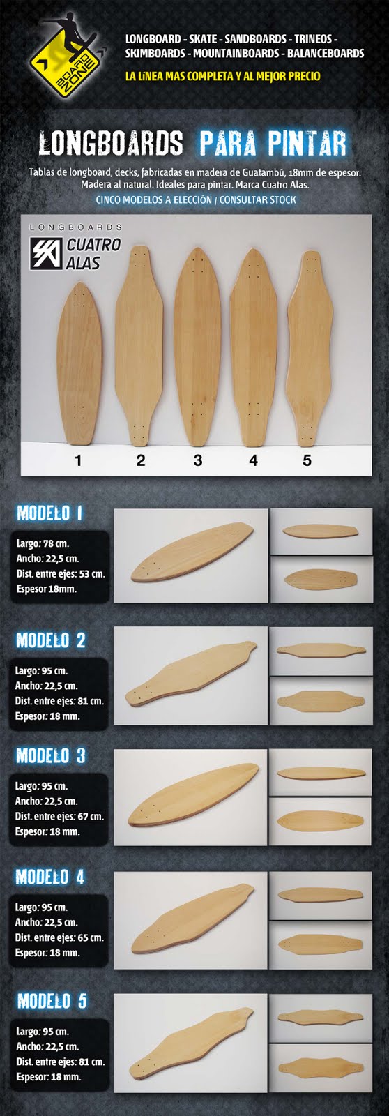 BOARD ZONE LONGBOARDS para pintar