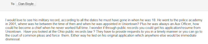 This is an email sent to Dan Boyle at- dboyle454@att.net -about John Marra.