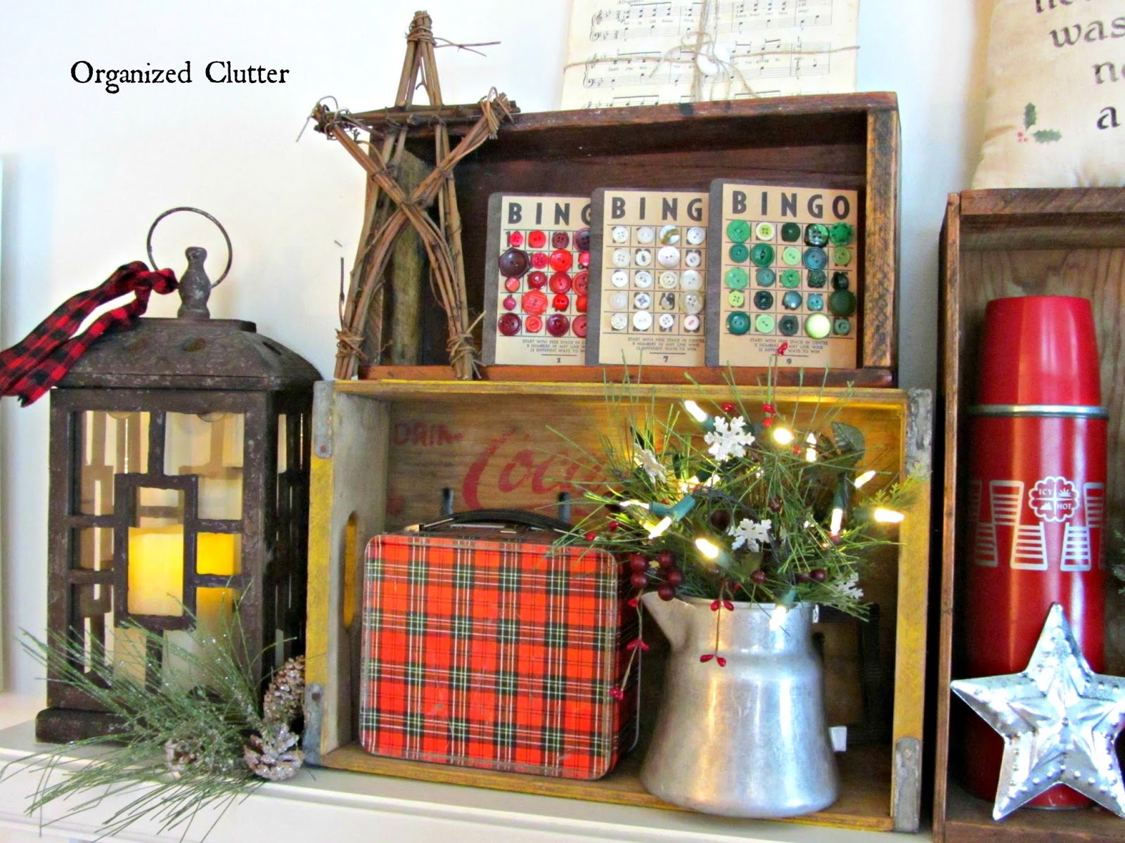 An Organized Cluttered Rustic Crate Christmas Mantel - Organized Clutter