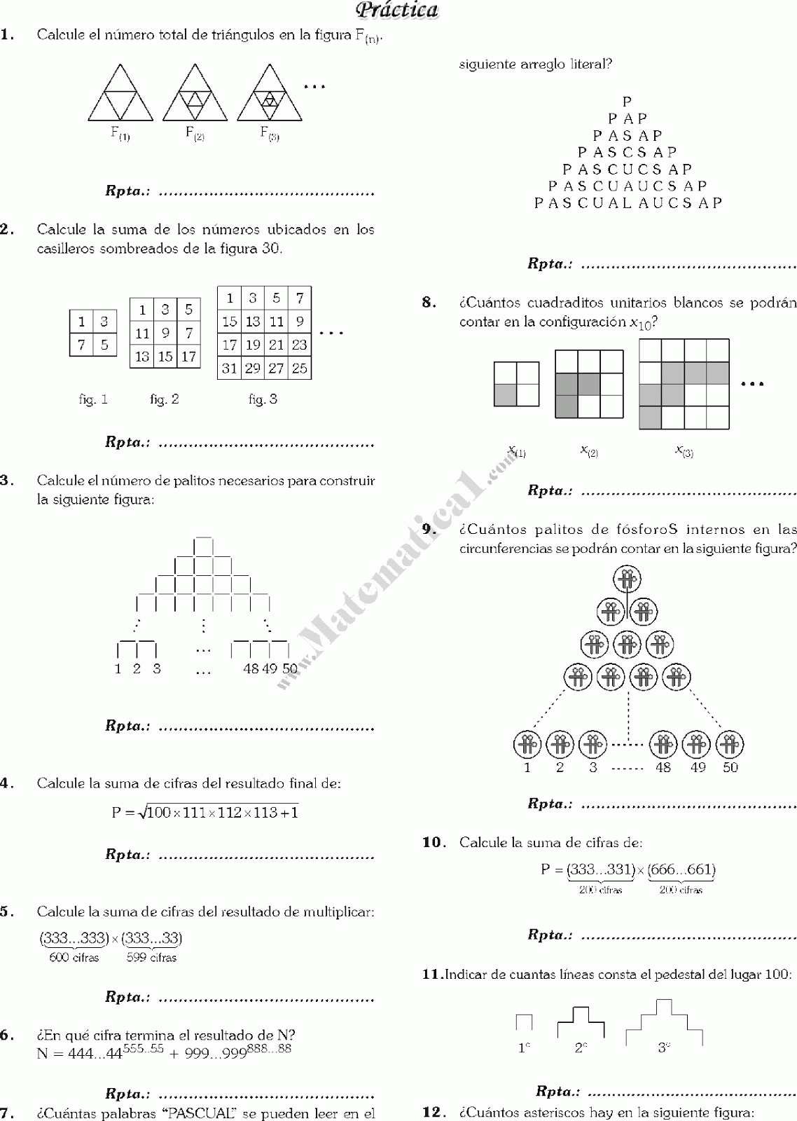 EJERCICIOS MATEMATICA 5 ejercicios matematica 5: