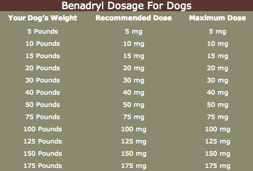 benadryl for dogs dosage by weight