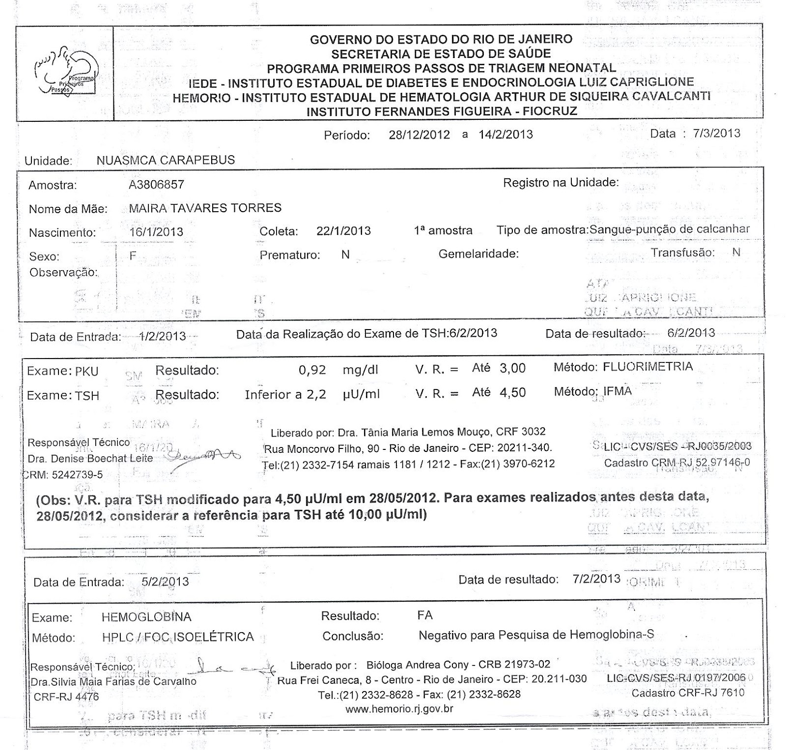 Teste do Pezinho INGOH - INGOH - Instituto