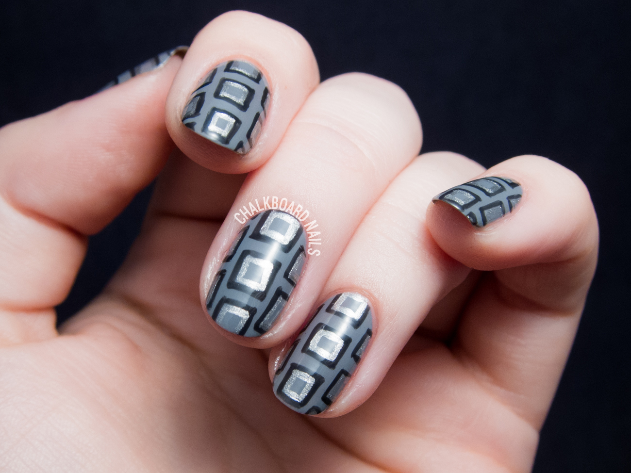 Grey and Taupe Geometric Nail Design - wide 2