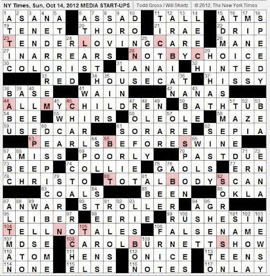 Sunday Crossword on The New York Times Crossword In Gothic  10 14 12     Media Start Ups