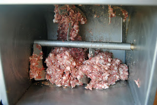Mixing elk summer sausage in a Weston Meat Mixer