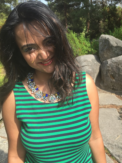 Striped dress, green stripes dress, Happiness Boutique review, Ananya Tales, Ananya KIran 