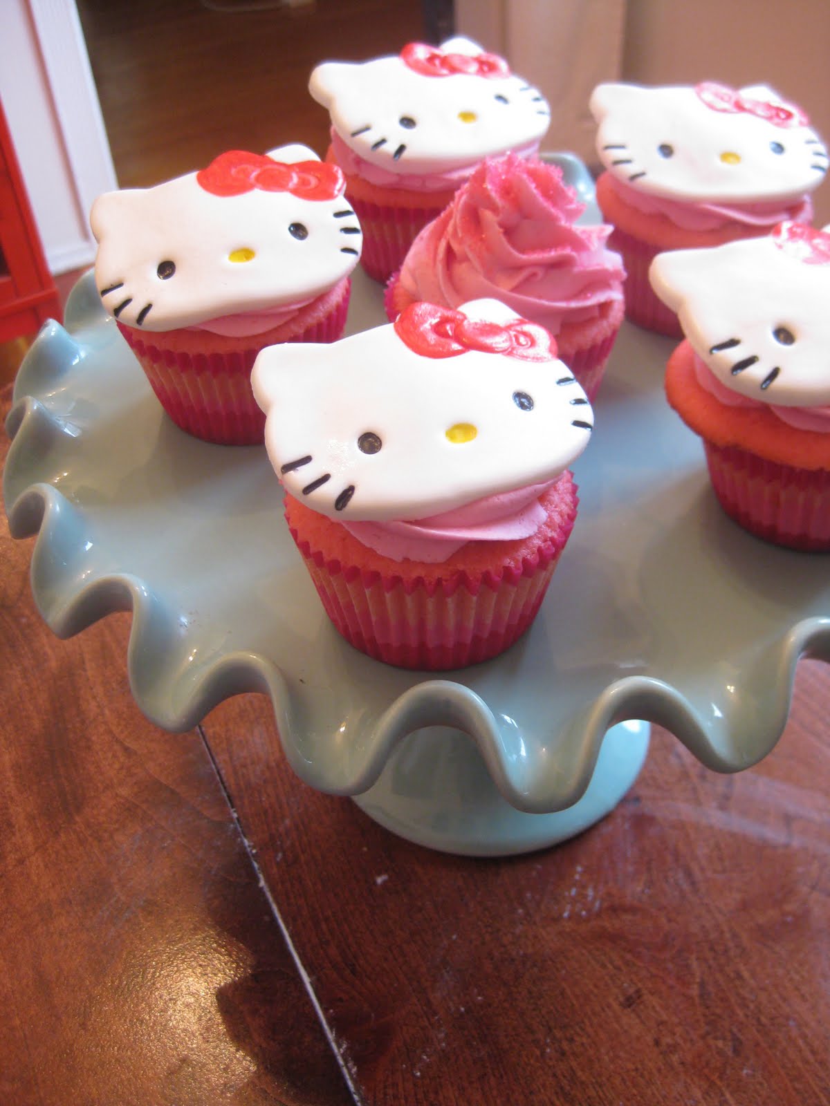 Pixie Crust Hello Kitty Cupcakes "Pink Velvet" Stuffed with White